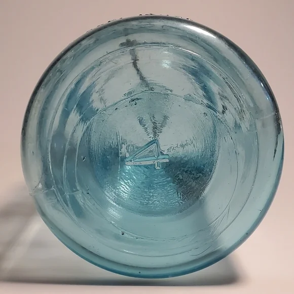 BALL Ideal Canning / Mason Jar 1 Quart Aqua Blue Mold #4 Vintage 1923 To 1933 - Picture 9 of 13